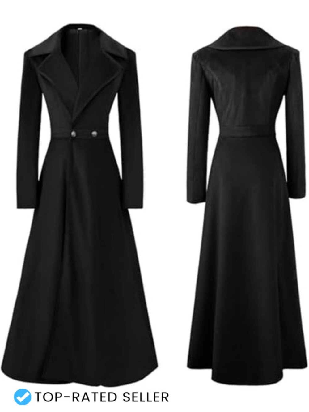 Women Victorian Steampunk Double Breasted Long Trench Coat Medieval Vintage